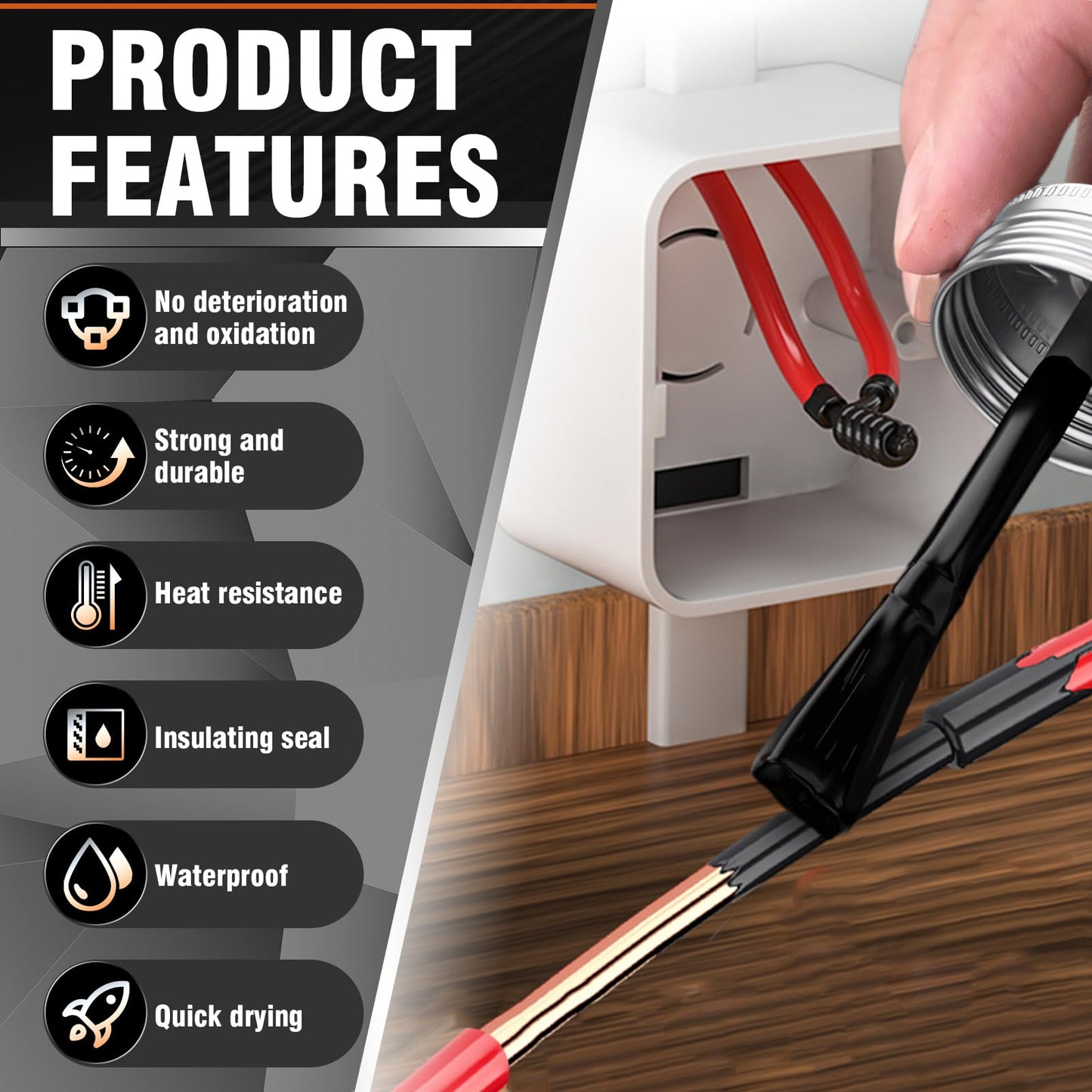 Liquid Electrical Tape, 125ml, Waterproofing Insulating Electrical Glue, Quick-Drying Wire Glue, Temperature Resistant, Used for Outdoor Indoor Wires, Electronic Component & Electrical Equipment