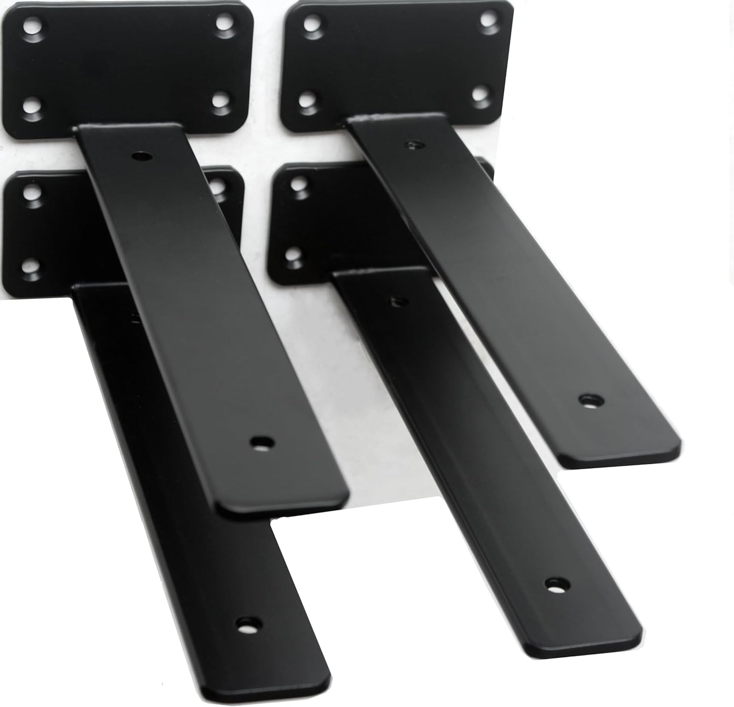 10-Inch Black Iron Floating Shelf Brackets - 12 Pack Rustic Industrial Support