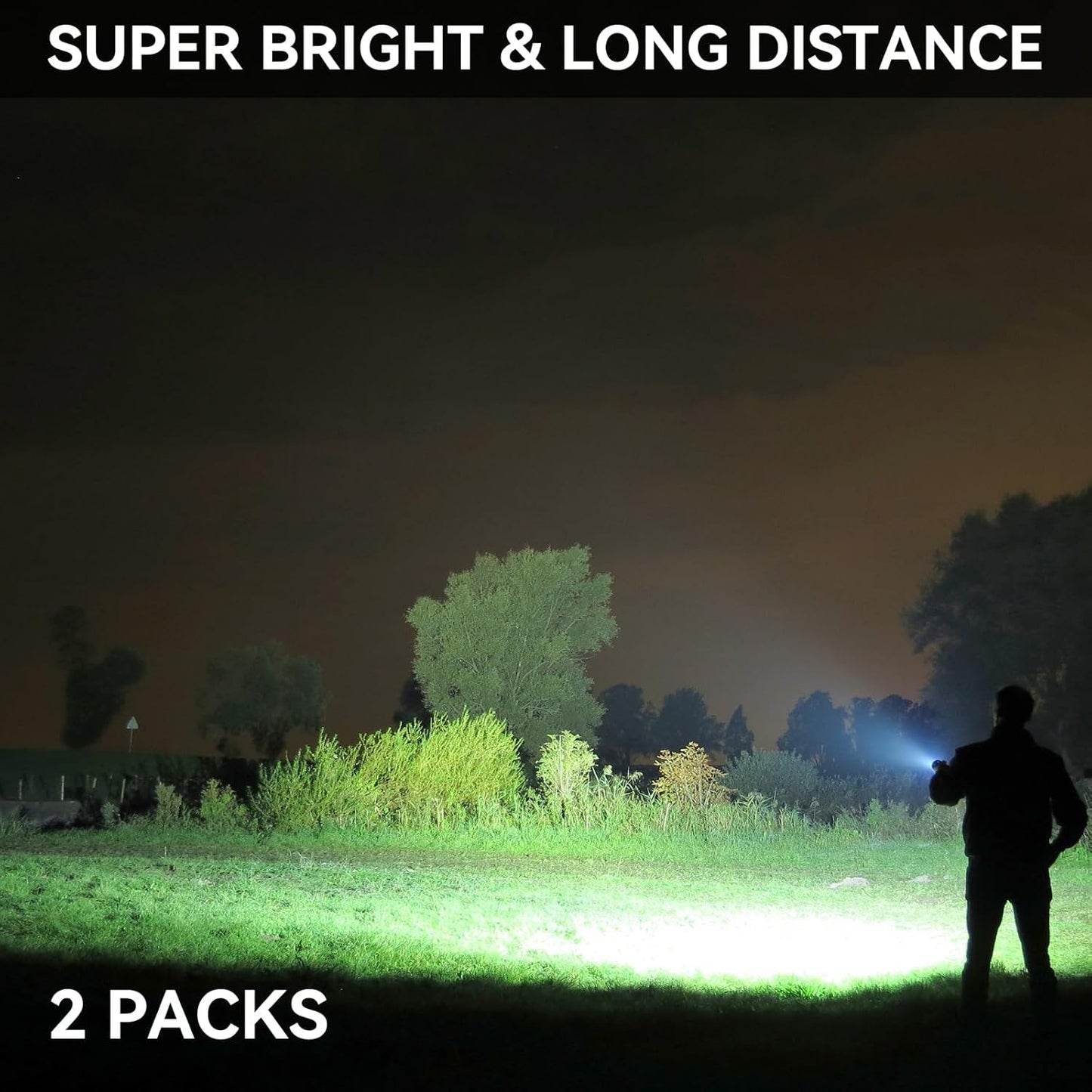 90,000 Lumen Rechargeable LED Flashlights - 2 Pack Super Bright, 5 Modes for Home & Outdoor Use