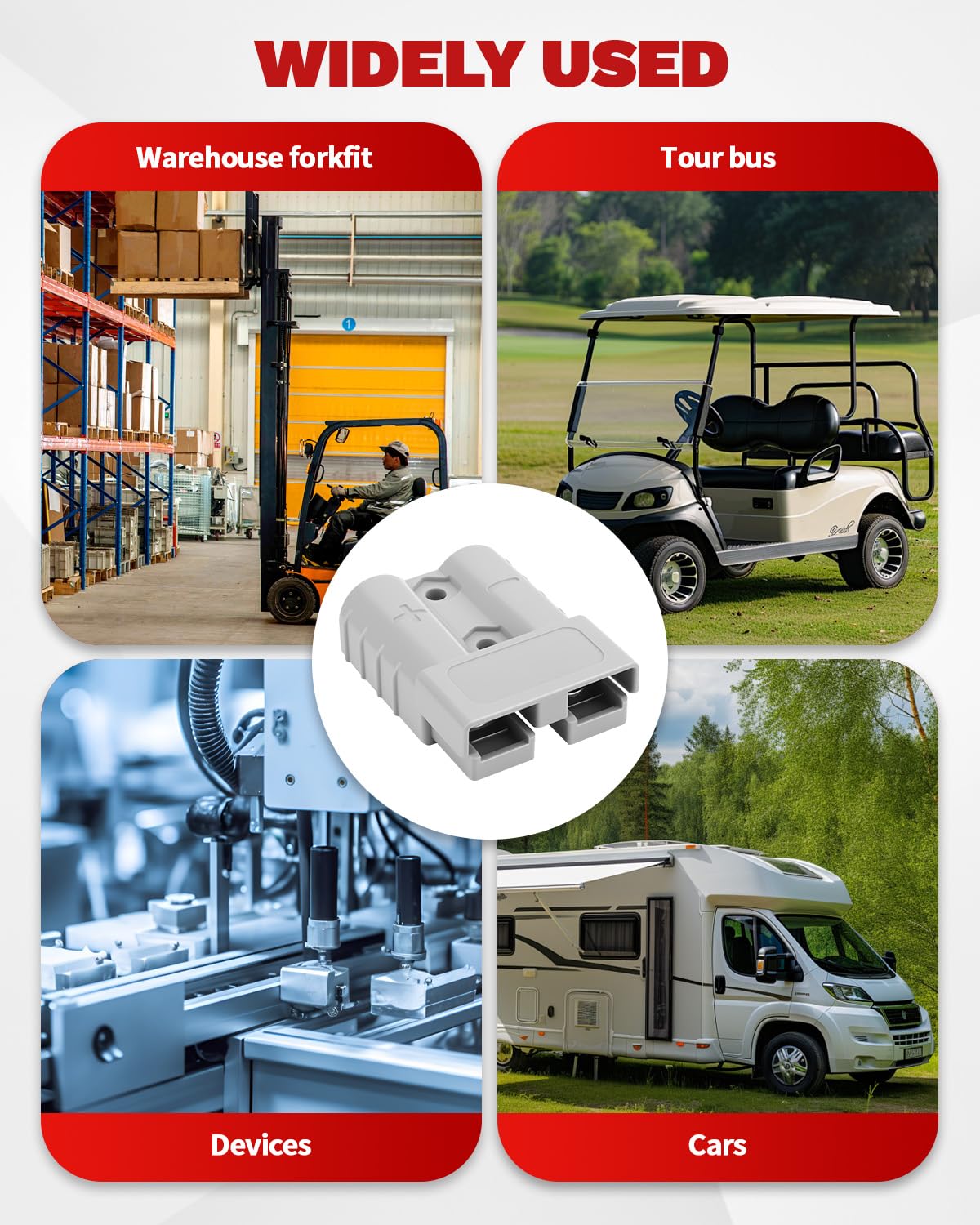 50A-600V Battery Quick Connect/Disconnect with 7/8/10/12 AWG, 6PCS Jumper Cable Plug Connector, Compatible with Anderson Connector for Rescue Winch, Motor Recovery, Winch Trailer, Traction System