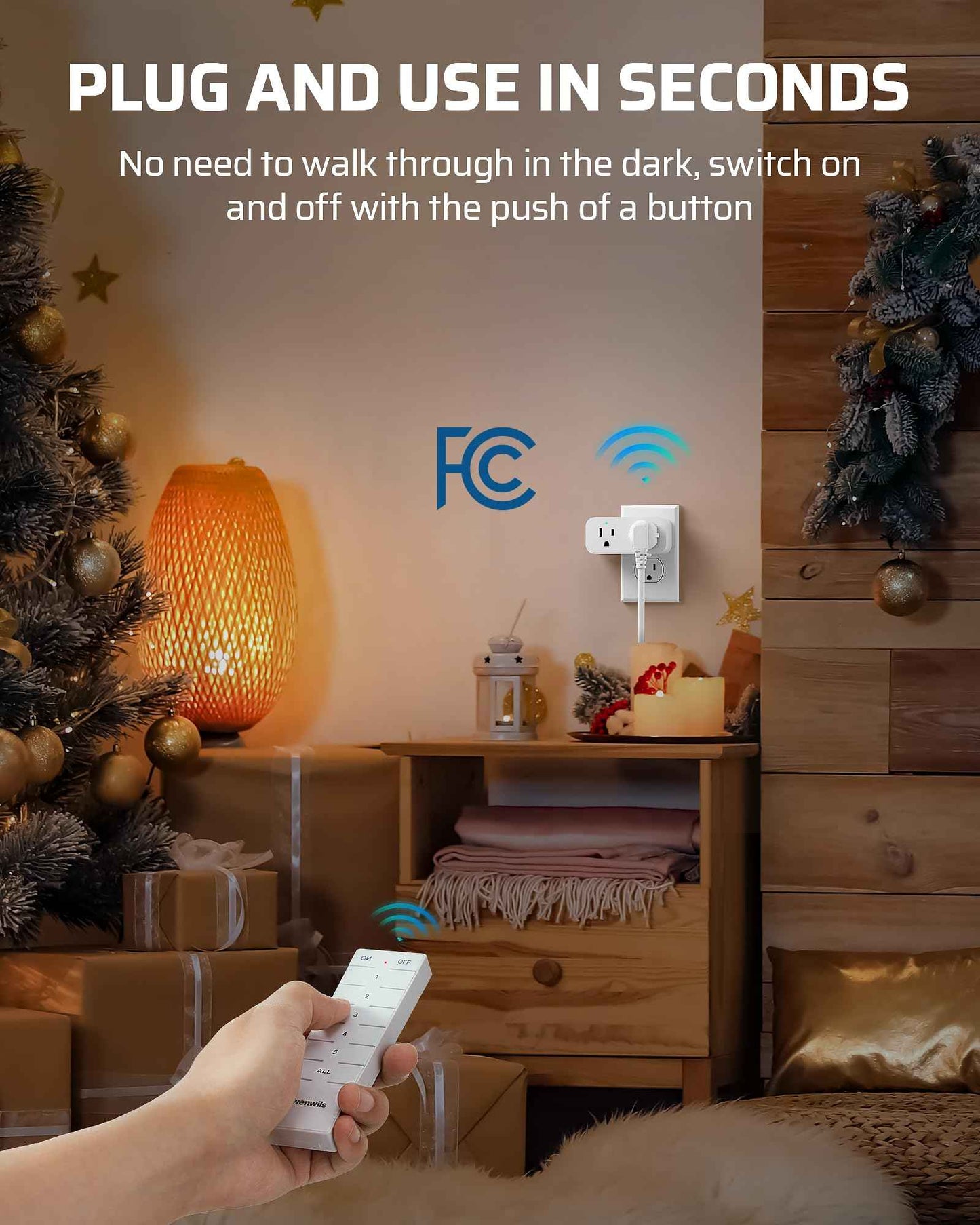 DEWENWILS Remote Control Outlet, Indoor Remote Outlet 2 Pack with 4 Independent Control & 1 All Control, Remote Outlet Switch for Lamp, Fan, Vacs, Christmas Light, 100FT Range, 15A/1875W, FCC Listed