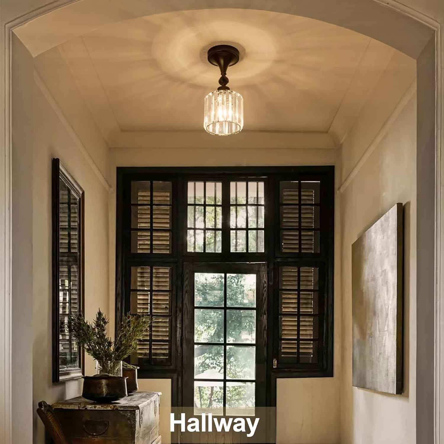 Brushed Nickel 3-Light Flush Mount Ceiling Light Fixture - Modern Geometric Design for Living Room, Kitchen, Dining Room, and Hallways
