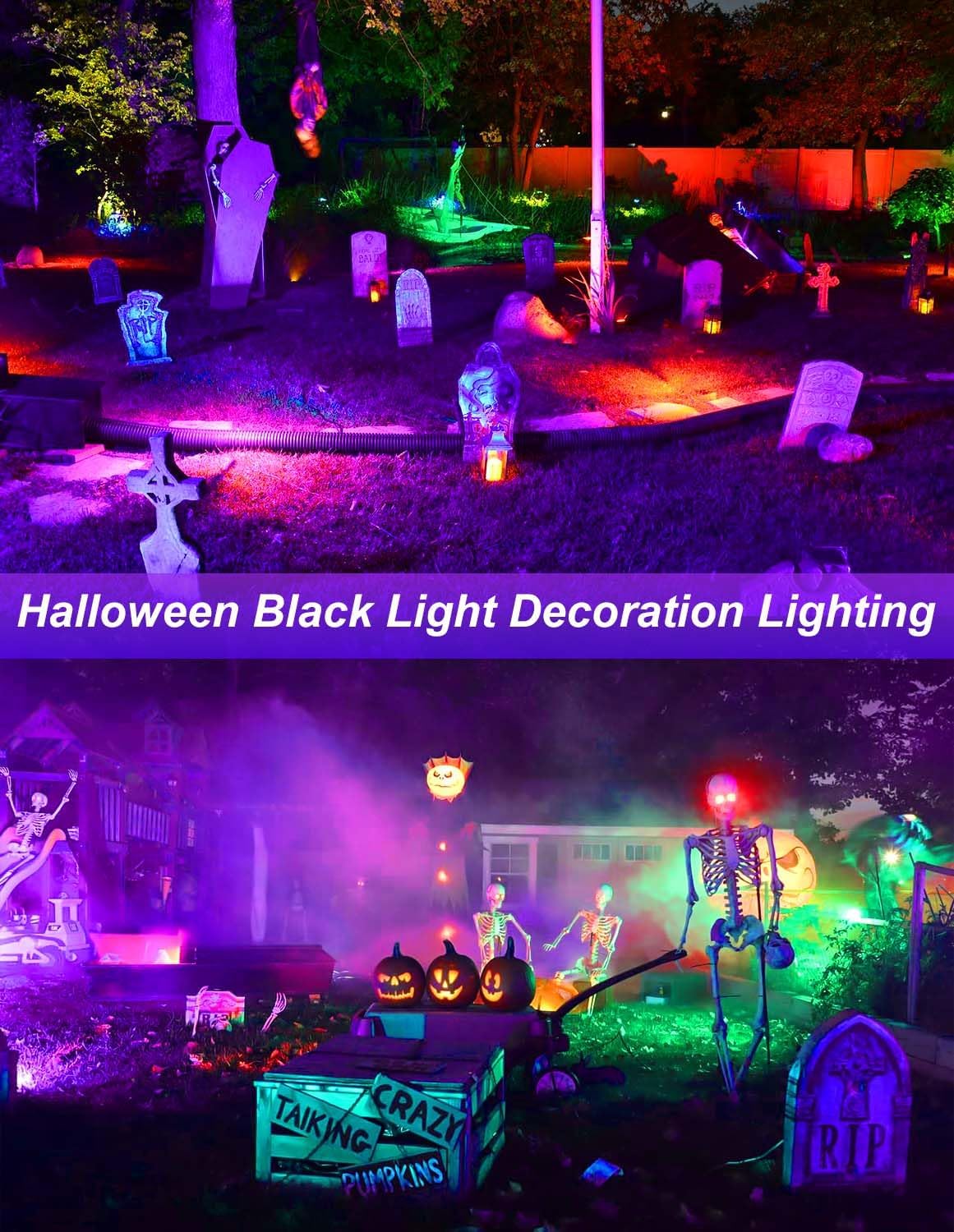 LED Black Light Spotlight - Waterproof Outdoor Landscape Lights for Glow Parties & Decorations (4 Pack)