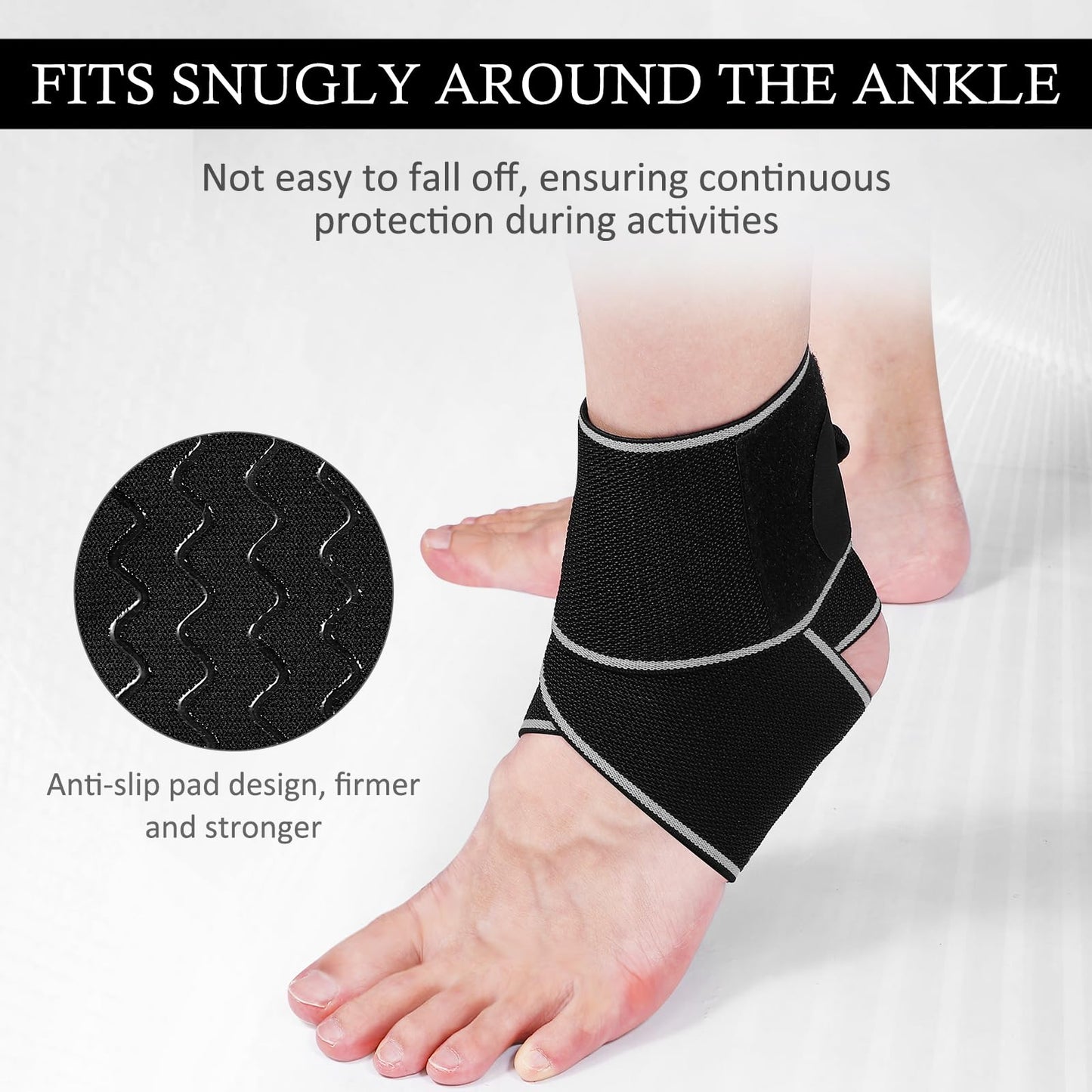 KTSAY Ankle Brace for Sprained Ankle, Ankle Support for Women & Men, Adjustable Compression Wrap for Achilles Tendonitis & Plantar Fasciitis Relief (Grey)