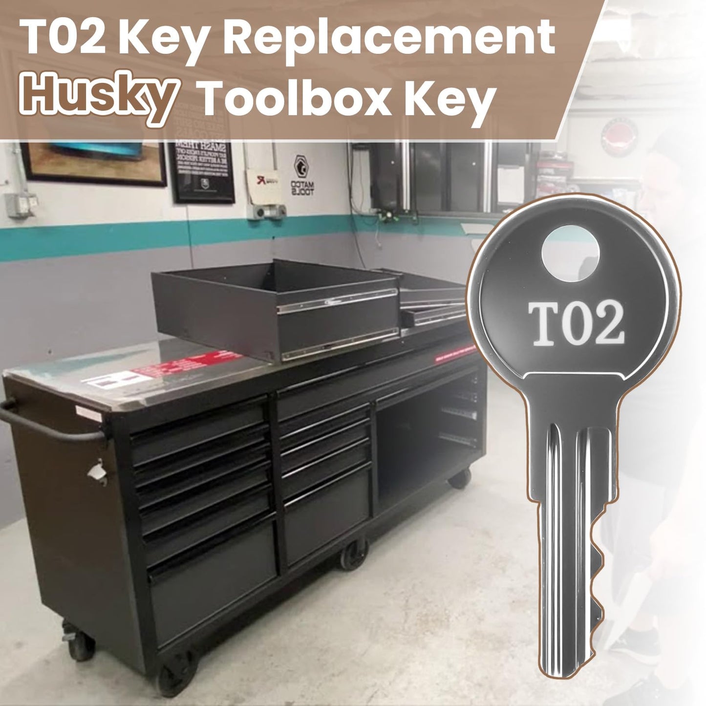 Replacement Keys for Husky Tool Box, T02 Key Replacement Husky Toolbox Key (T02 for Husky) 2-Pca