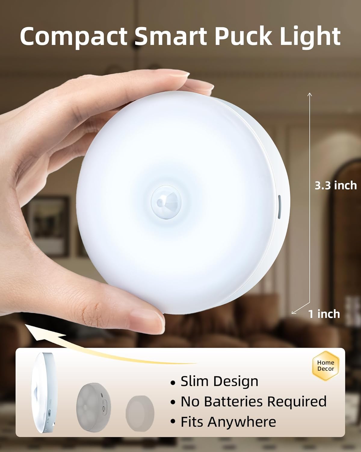 Rechargeable Under Cabinet Puck Lights with Remote - Dimmable RGB & 3 Color Temps (6 Pack)