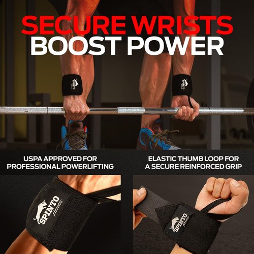 Spinto Fitness 24” Wrist Wraps for Weightlifting – USPA‑Approved Powerlifting Competition Wrist Support with Thumb Loop Heavy Duty Grip Strength Gym Accessories for Men & Women