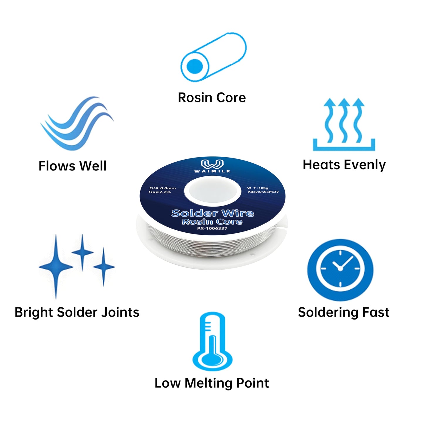 63-37 Tin Lead Rosin Core Solder Wire Sn63-Pb37 Rosin Core Solder Wire for Electrical Soldering(0.8mm 100g)