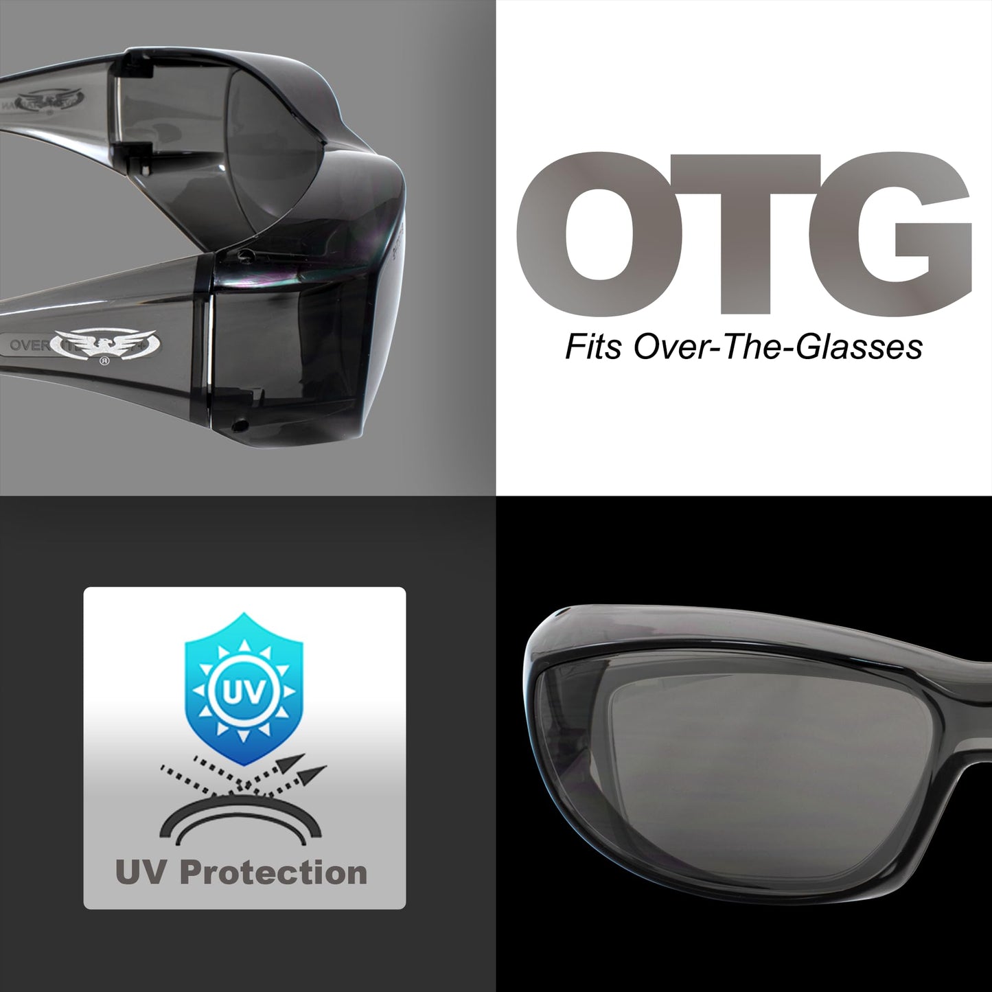Global Vision Eyewear Oversite Series Fit-Over OTG Safety Glasses Smoke Lens & Frame