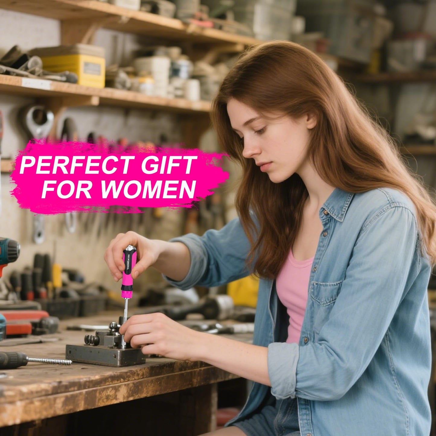 32-in-1 Ratcheting Screwdriver Set, 90&240mm Ergonomic Cushion Grip Handles, Includes Torx, Phillips, U-shape, Pozi, Slotted, Hex Bit Set for Women Men DIY Office & Home Repair, 32PCS Hand Tools Kit