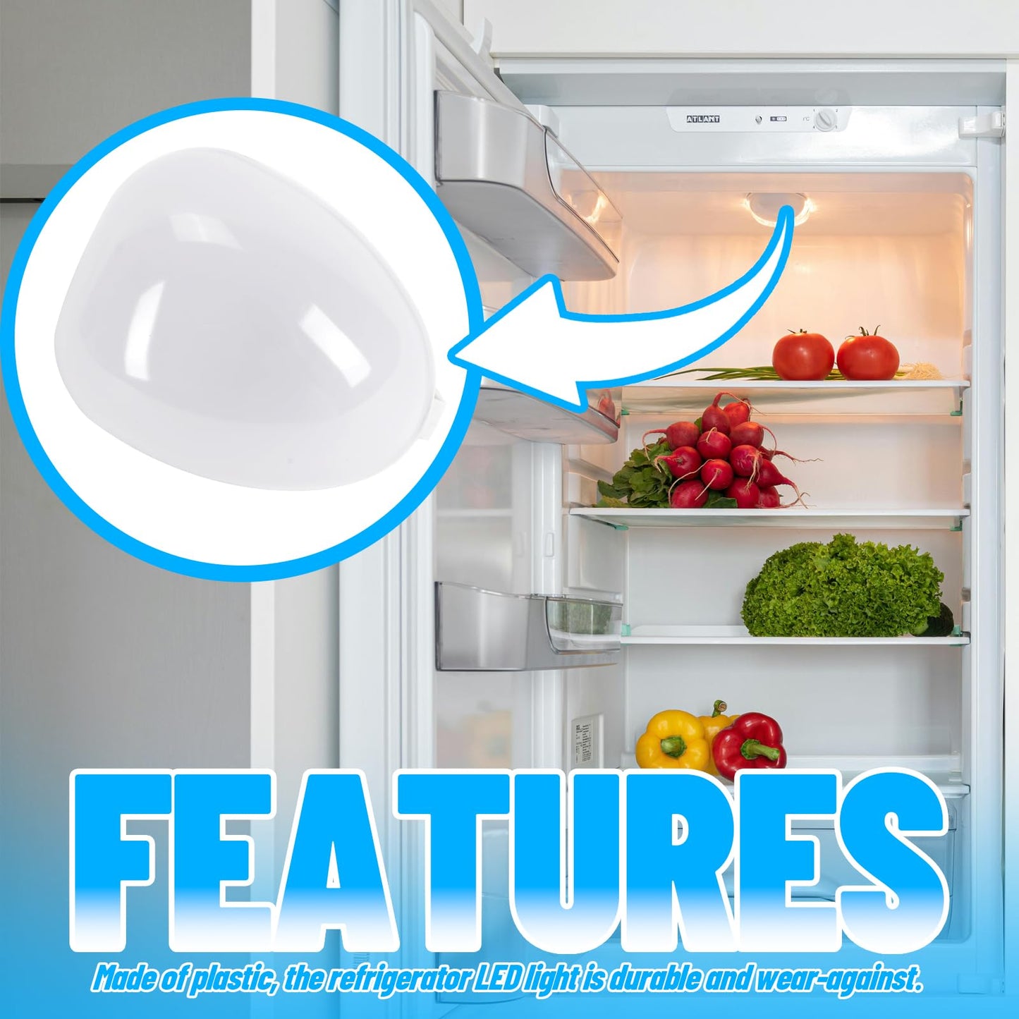 HECASA W11251749 Refrigerator LED Light Lamp Compatible with Whirlpool Refrigerator Replacement for W11549780 W11468934 W11520324 W11449273 Plastic - White Lens