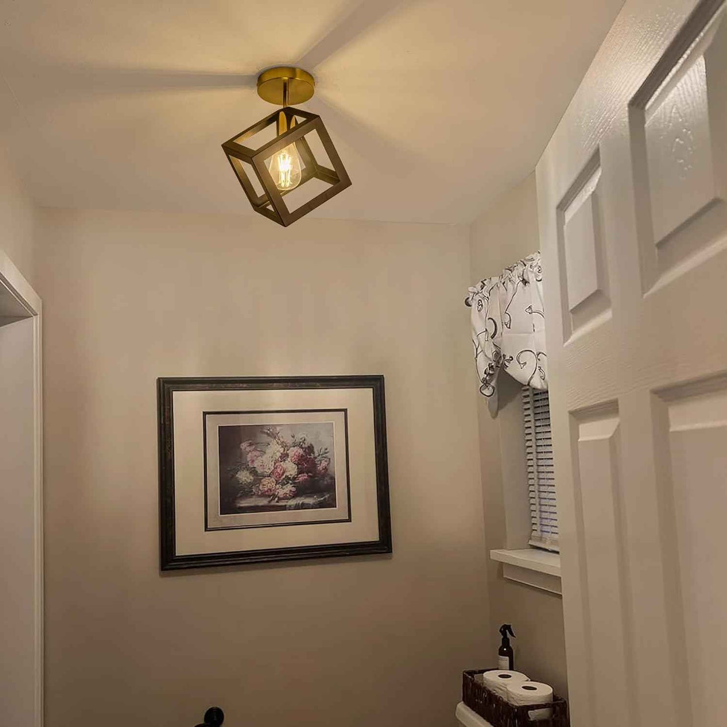 Brushed Nickel 3-Light Flush Mount Ceiling Light Fixture - Modern Geometric Design for Living Room, Kitchen, Dining Room, and Hallways