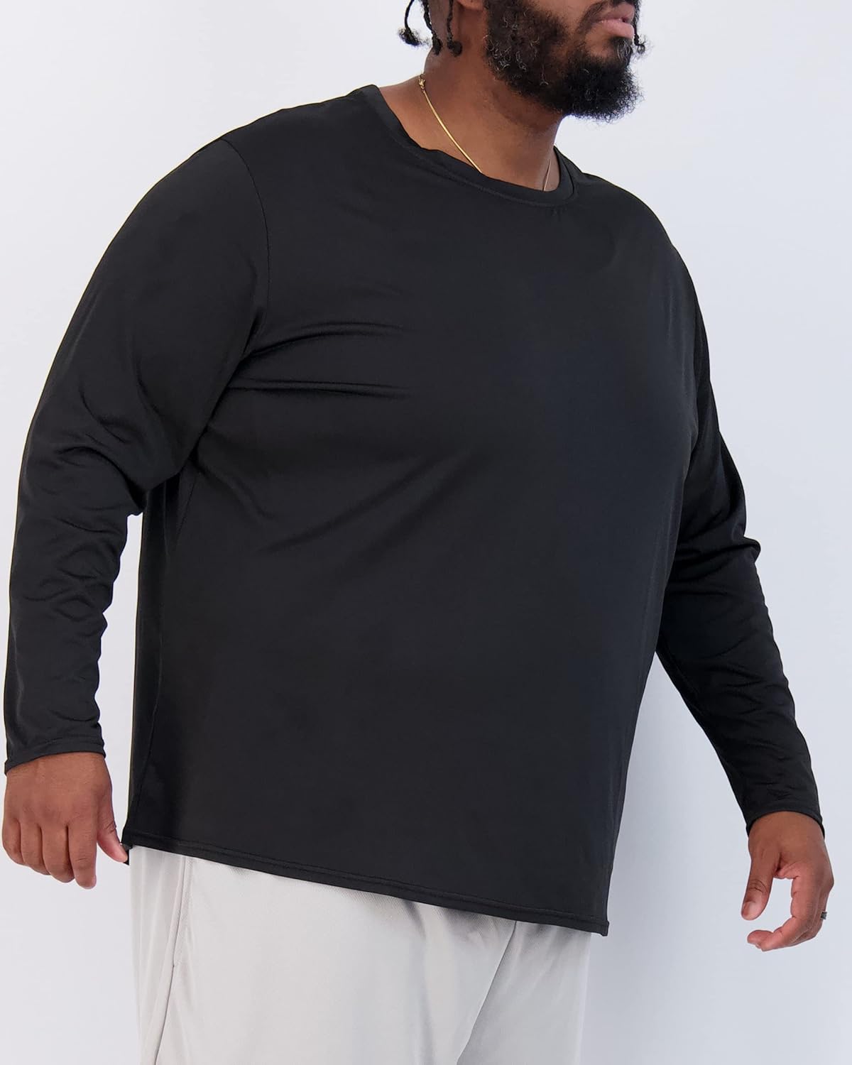 Real Essentials Men's Big & Tall Long Sleeve Dry-Fit Crew Neck T-Shirt - 3 Pack (3XT-5XT)