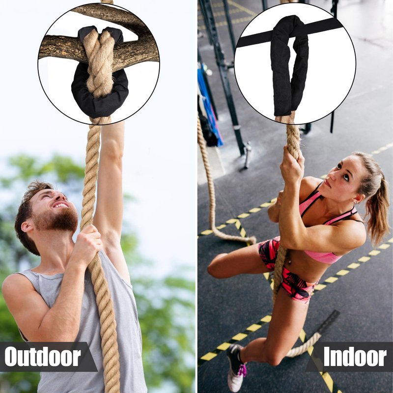 X XBEN Climbing Rope for Gym 10FT 1.5 Inch, Fitness, Strength Training, Heavy Jute Rope for Tree Swing Obstacle Course Backyard, Exercise Workout Pulling Jute Rope for Adults