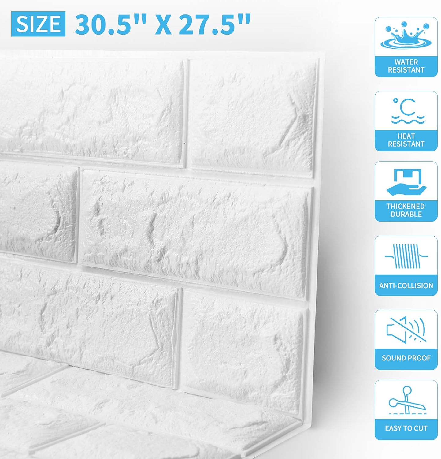 Faux Brick 3D Wall Panels - 10-Pack Peel and Stick Waterproof Foam Wallpaper in Red Brown for Bedroom, Bathroom, Kitchen