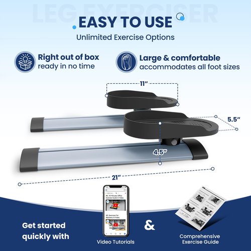 Leg Exerciser While Sitting for Seniors,Knee & Shoulder Exerciser for Home Office, Adaptable for Under Desk Arm& Leg Pedal Exerciser with Resistance, Low Impact Workout for Rehab,Non-Slip Mat Included