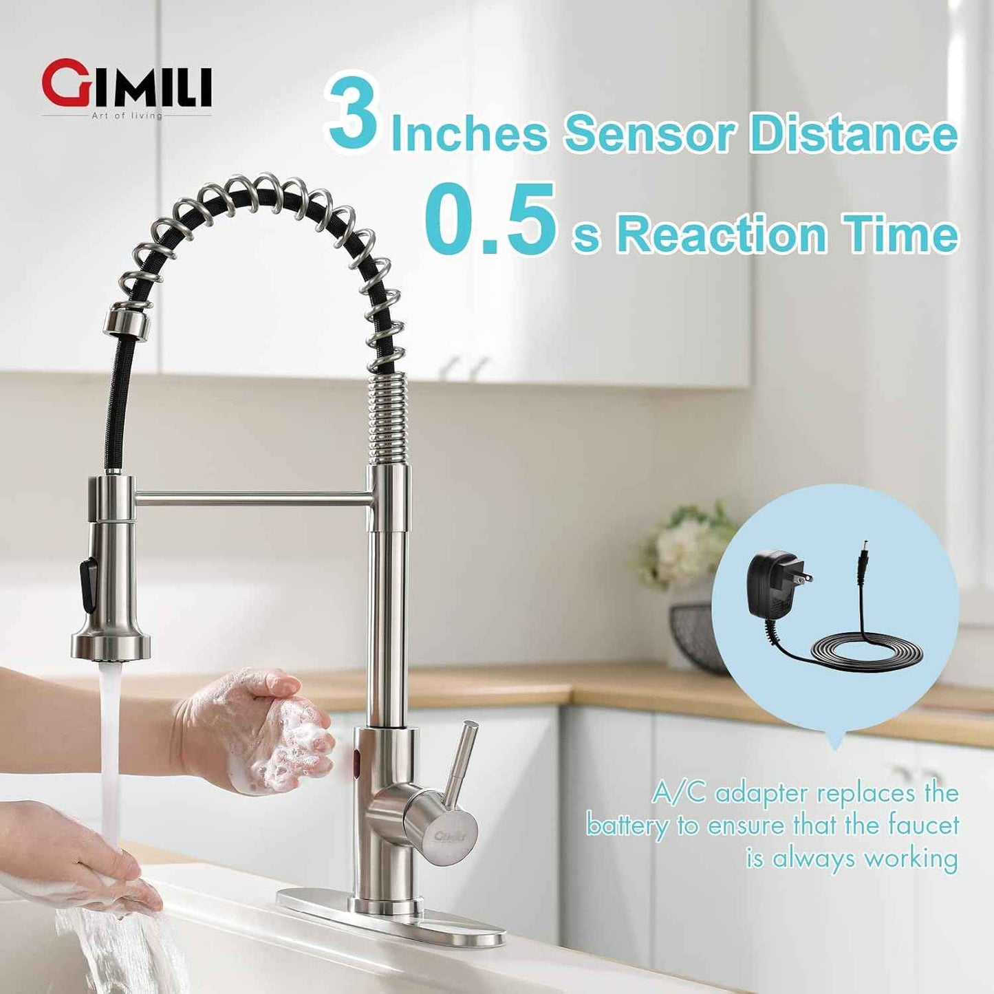 Matte Black Kitchen Faucet with Soap Dispenser - Commercial Single Handle Pull Down Sprayer
