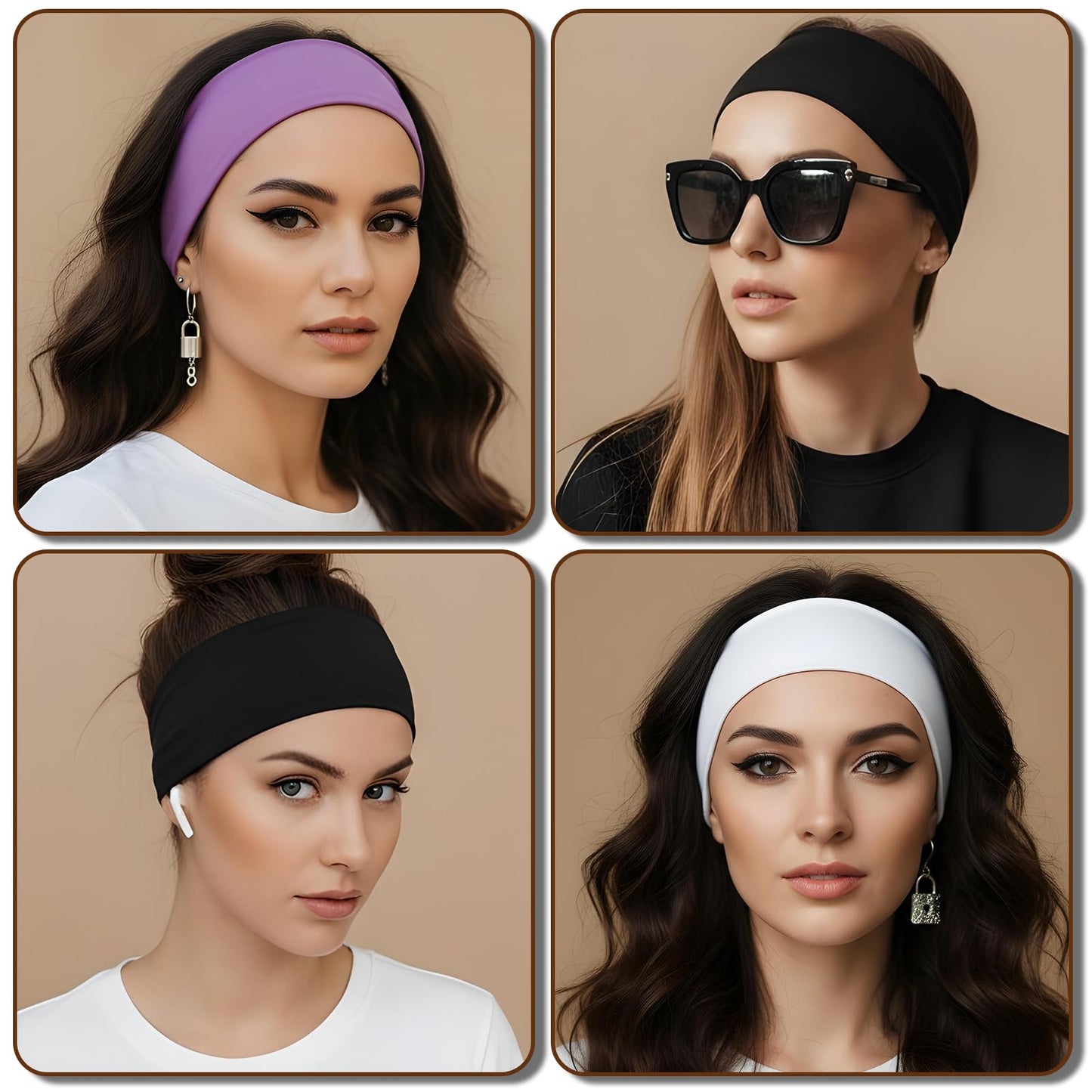 6 Pack Non Slip Head Band Wide Workout Headbands for Women Thin Head Bands Women’S Hair Stretchy Sweatbands Hair Bands Thick Sports Womens Headband Accessories for Fashion Workouts Yoga Daily Use