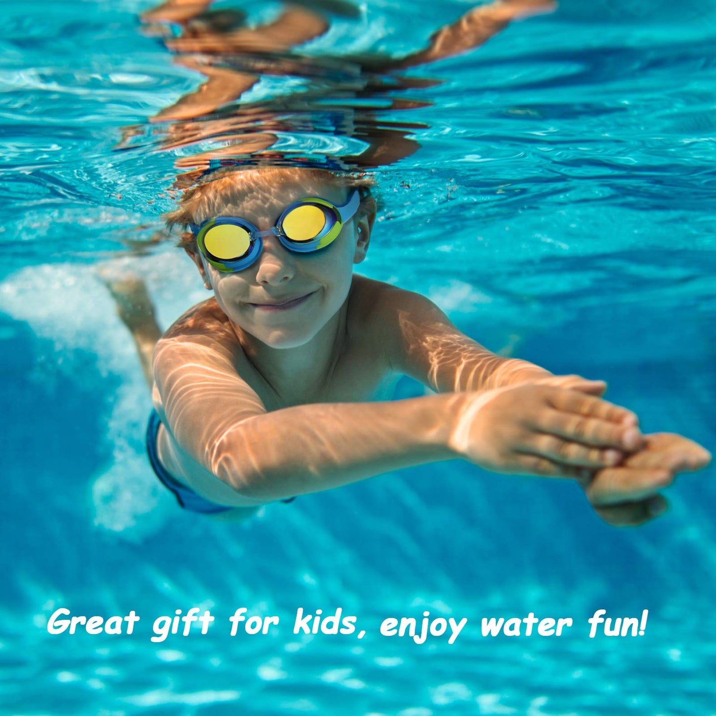 Keary 2 Pack Kids Swim Goggles Swimming Goggles for Toddler Children Girls Boys Youth, Anti-Fog Waterproof UV Protection No Glare Clear Vision Mirrored Flat Lens Water Pool Goggles with 3 Nose Pieces