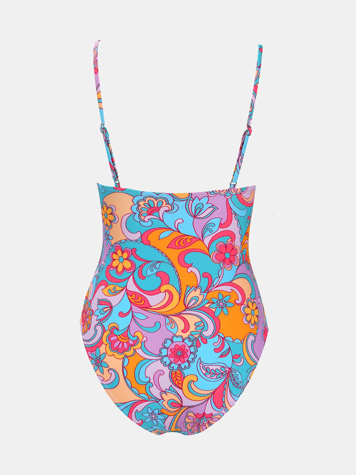 CUPSHE Women's One Piece Swimsuit Bathing Suit V Neck Ruched Boho Paisley Swimwear S
