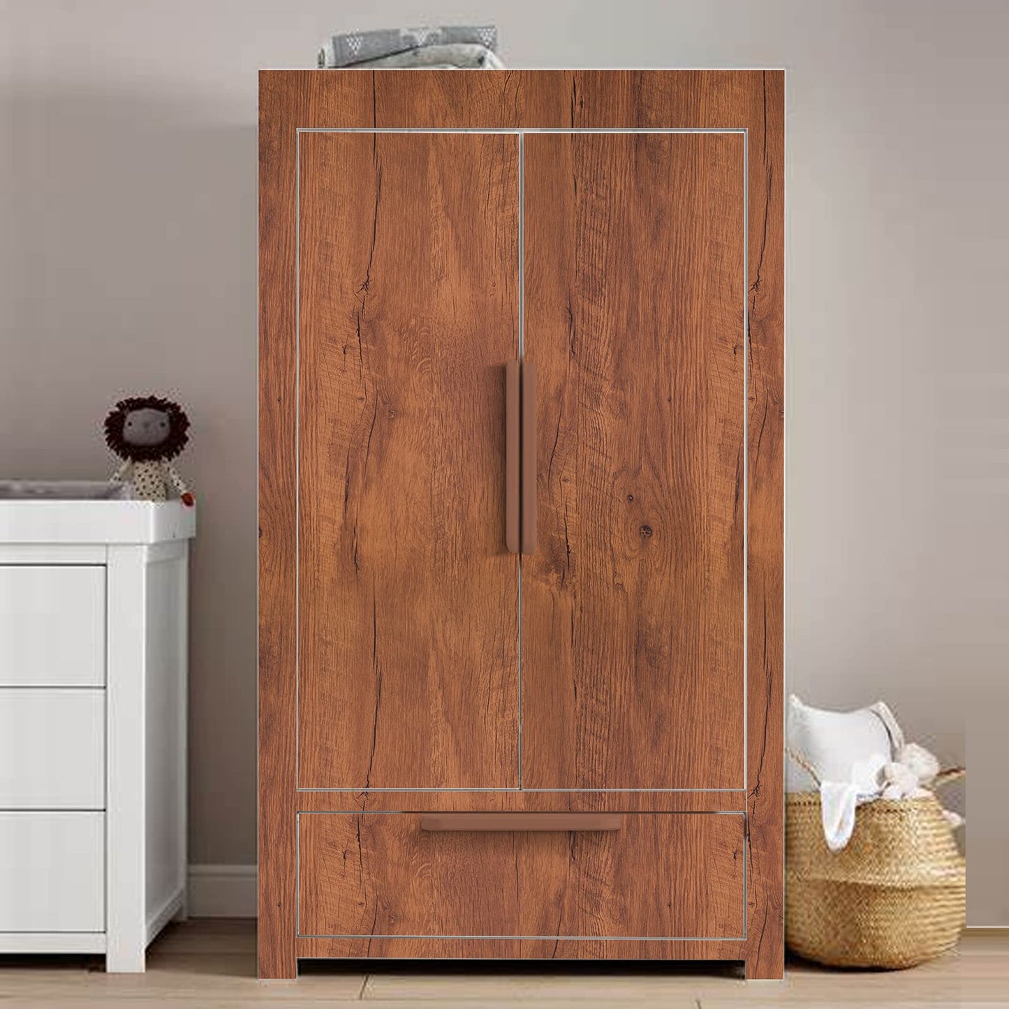 Decoroom Wood Grain Contact Paper with Tools, 17.71" X 118" Brown Peel and Stick Wallpaper, Self-Adhesive Wood Wallpaper Removable for Old Furniture Kitchen Cabinets