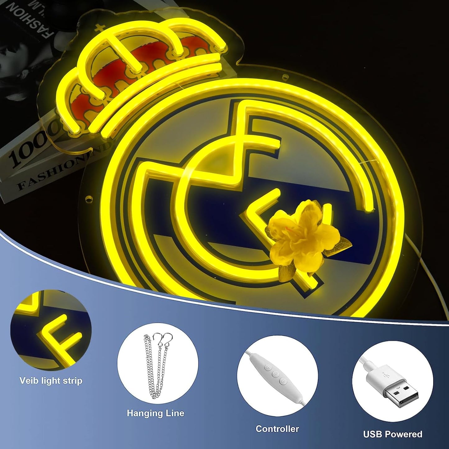 New York Yankees Neon Wall Sign - LED Baseball Team Decor for Man Cave & Bedroom, 13x15 Inch, Perfect Birthday & Christmas Gift