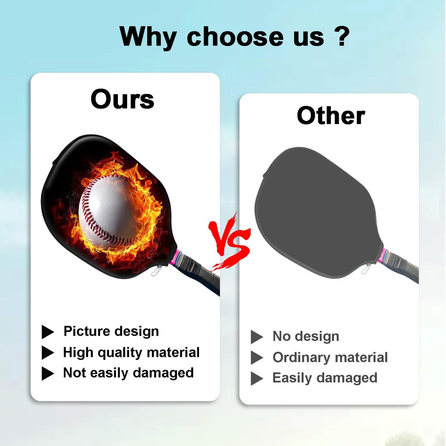 VACGBJPG for Pickleball Paddle Cover Durable Universal for Pickleball Case Protection for Your Racket Fits Most USAPA Standard Paddles for Pickle Ball Accessory,Flame Baseball