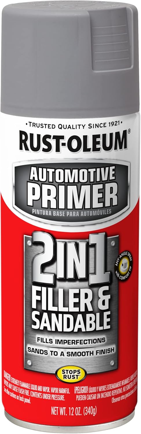 Rust-Oleum 2-in-1 Filler & Sandable Primer Spray - Gray, 12 oz (Pack of 6)
