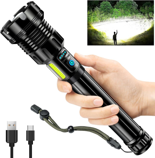 9000 Lumens Rechargeable Tactical Flashlight - Super Bright LED, 14 Modes, Waterproof for Camping & Emergencies