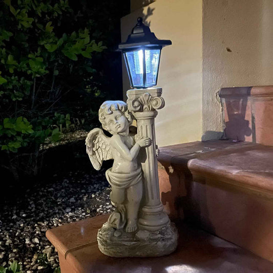 19.7-Inch Solar Angel Statue with Roma Pillar - Outdoor Garden Decor & Christian Gift