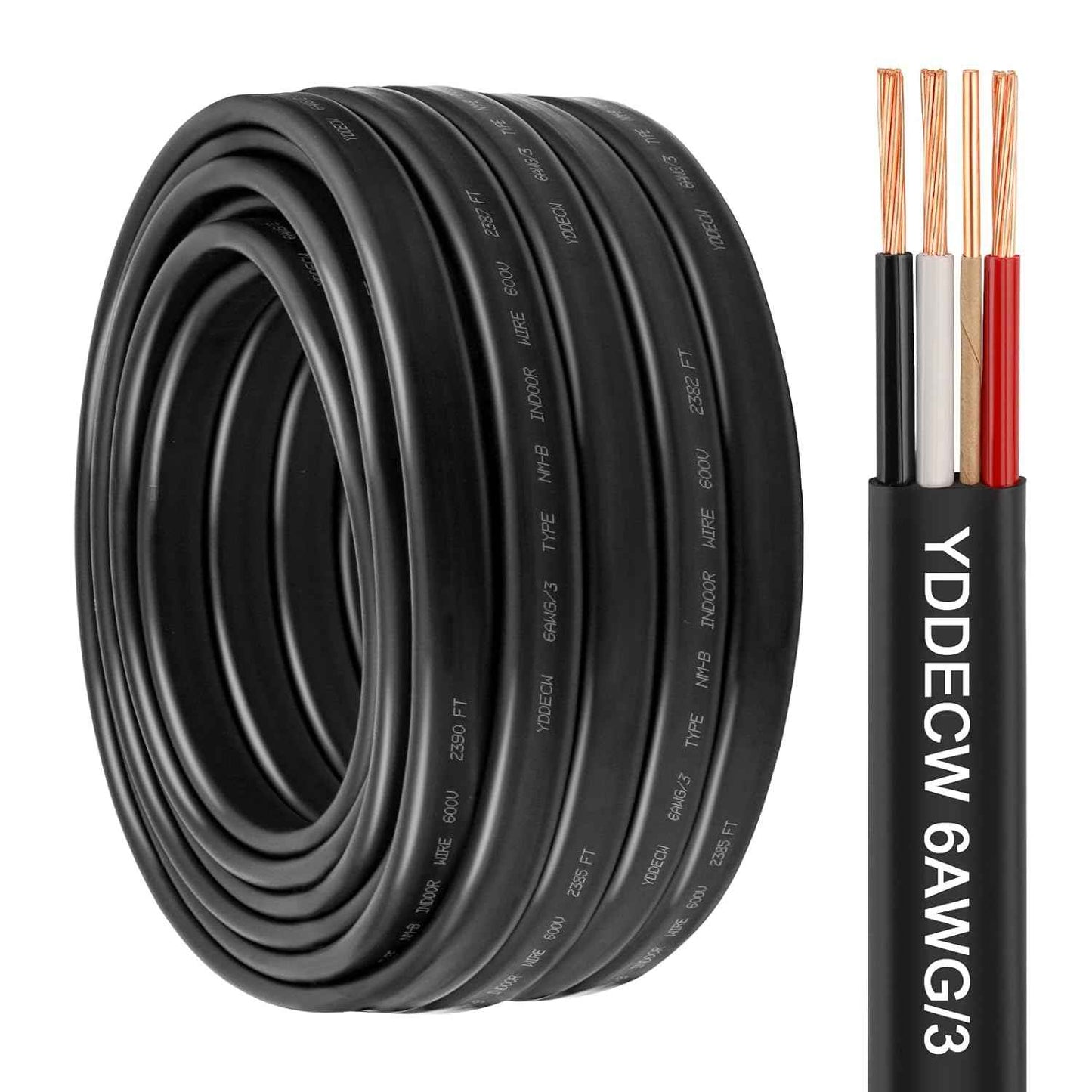 14 Gauge NM-B Wire with Ground - 50FT Pure Copper Indoor Electrical Cable for Outlets & Switches