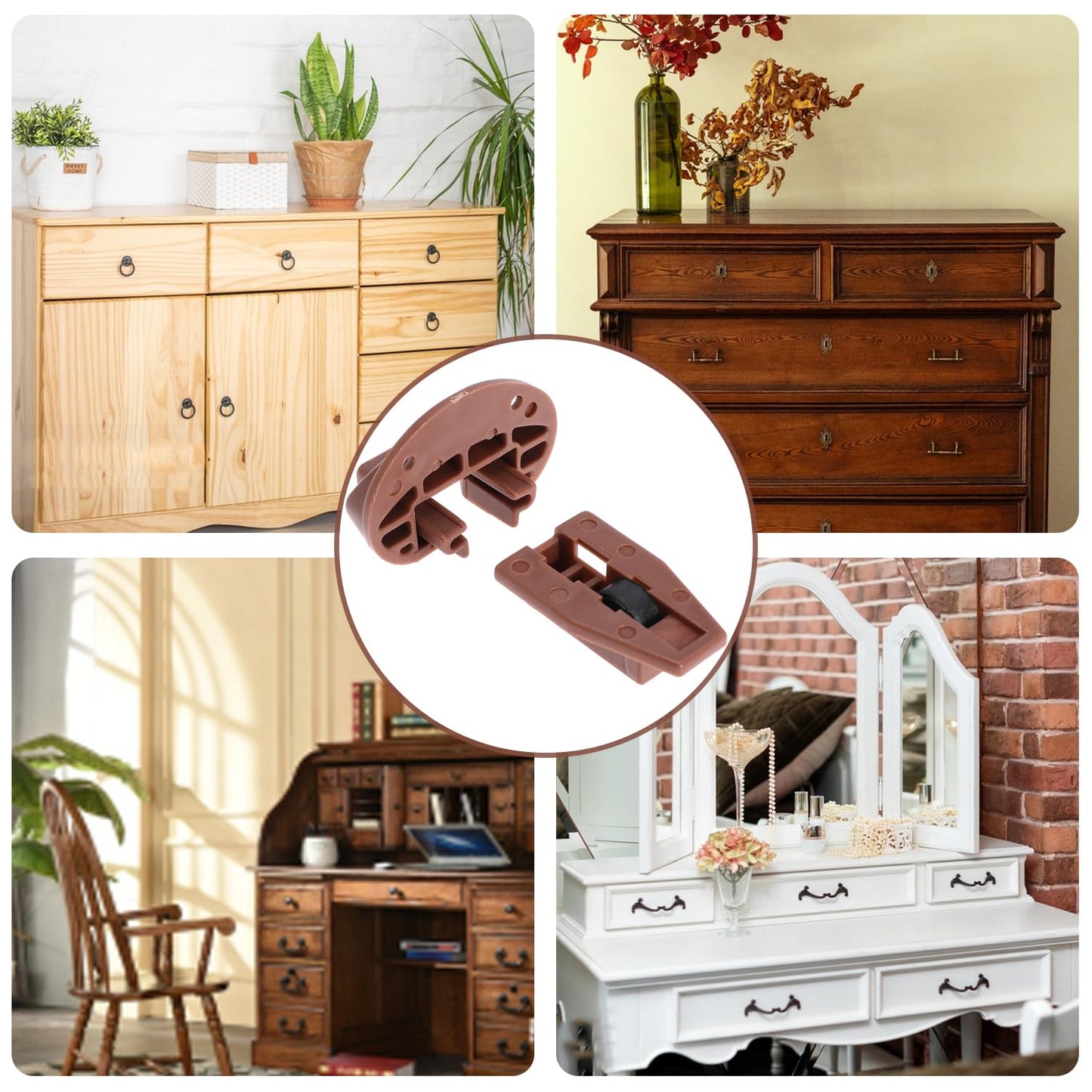 10PCS Drawer Slide Track Guide Glide for kenlin for Rite Trak 2 for Center Mount Drawer for Dressers, for Hutches and for Nightstand Drawer