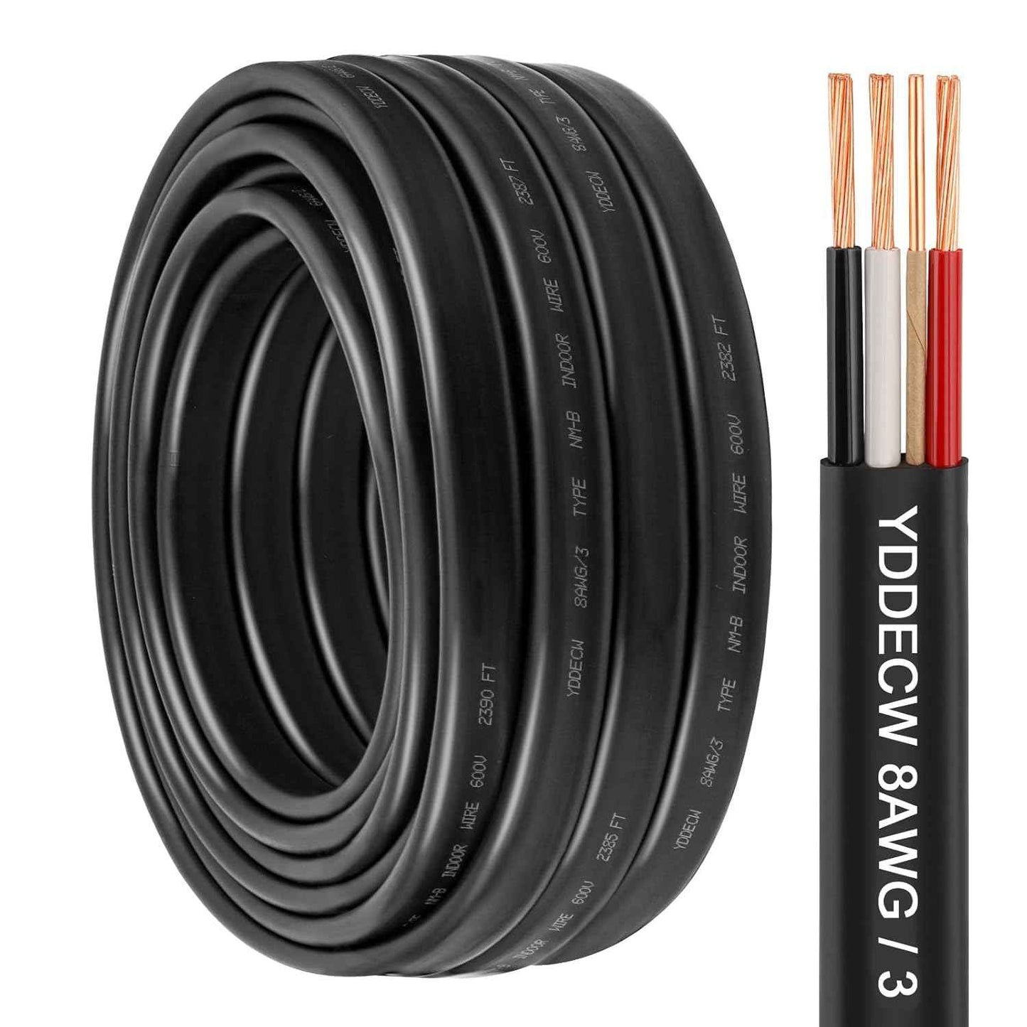 14 Gauge NM-B Wire with Ground - 50FT Pure Copper Indoor Electrical Cable for Outlets & Switches