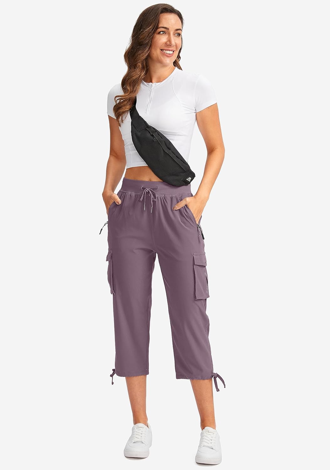 Soothfeel Women's Cargo Capris Pants - Lightweight Quick-Dry Travel & Hiking | 6 Pockets, Casual Summer Style
