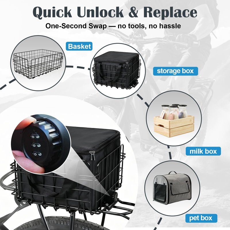 Quick-Release Bike Adapter Plate Set with Lock, Universal Fit for Rear Luggage Carrier Plate, Modular Mounting System for Bags, Crates, Pets, Commuter & Delivery Use (Adapter Plate Set with Lock)