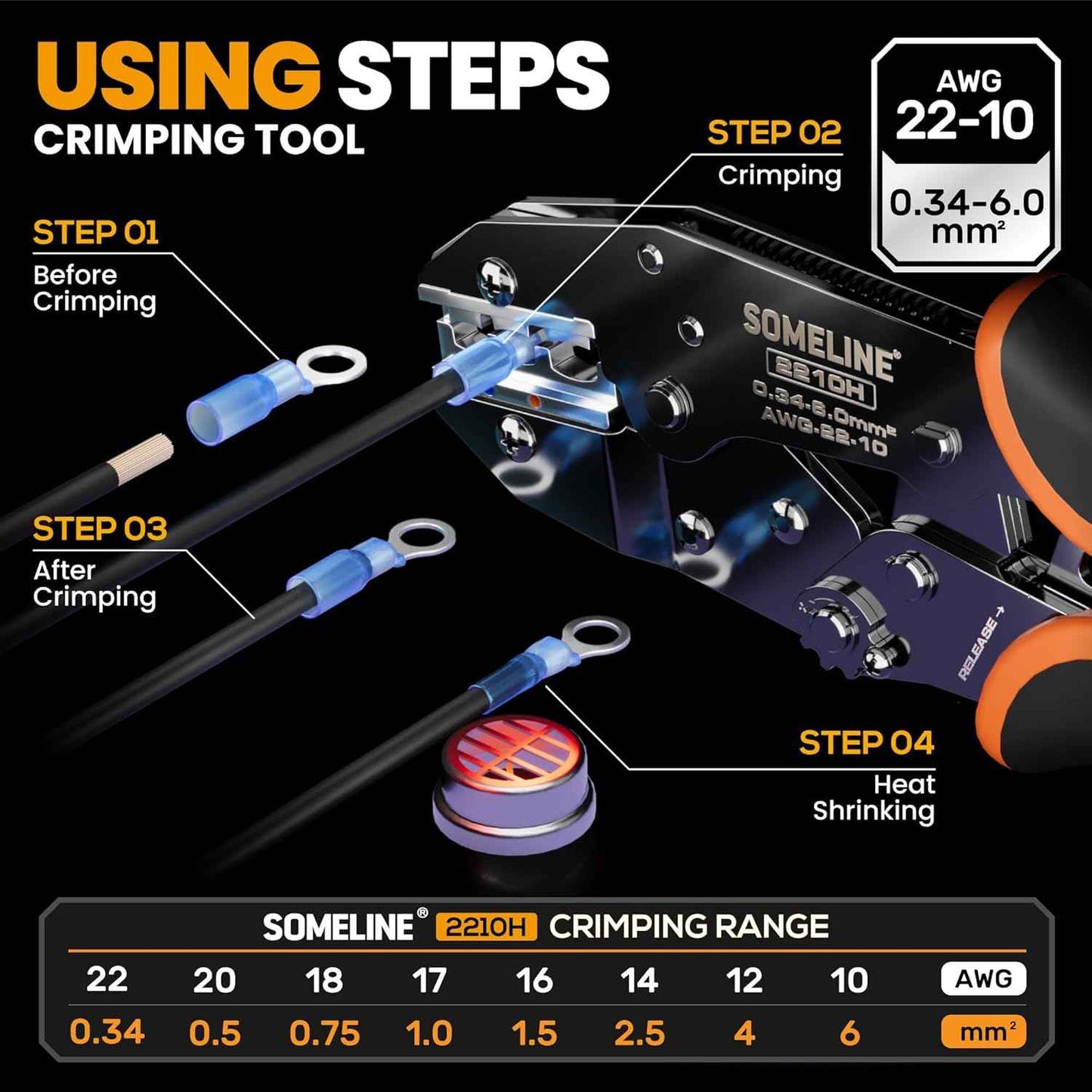 Heat Shrink Connector Crimp Tool Kit - 48 Sizes (22-10 AWG) Marine Grade Wire Connectors & Pliers