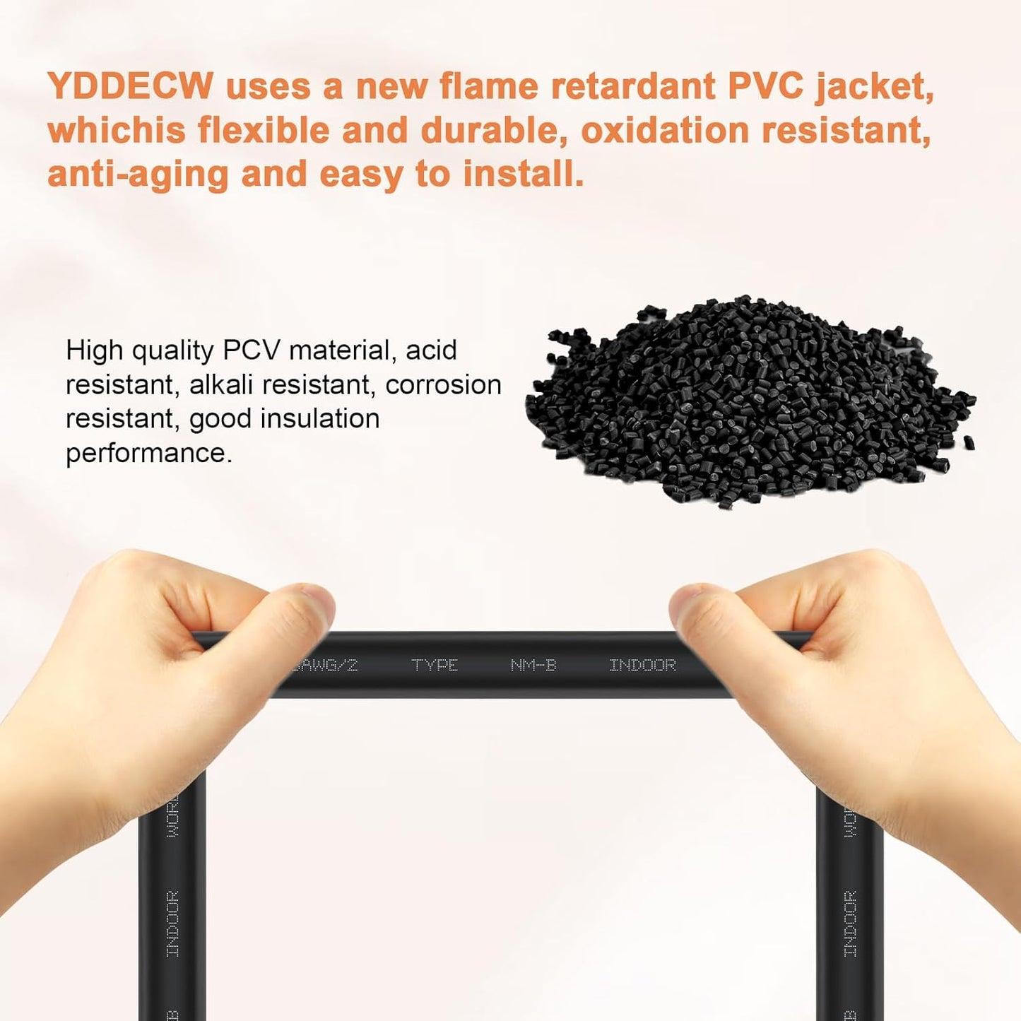 14 Gauge NM-B Wire with Ground - 50FT Pure Copper Indoor Electrical Cable for Outlets & Switches