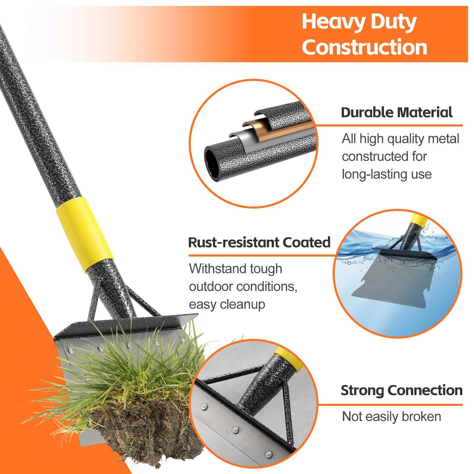 Garden Shovel, Weed Scraper Tool, Multifunctional Garden Cleaning Shovels, 60" Floor Scraper Long Handle, Heavy Duty Metal Flat Spade Shovel for Lawn Edging,Sidewalk Weeding,Ice Chopper,Snow Shovel