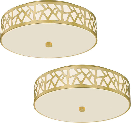 Flush Mount Ceiling Light Fixture 2-Pack - 12-Inch Oil Rubbed Bronze with Frosted Glass Shade for Bedroom, Hallway, Kitchen, Bathroom