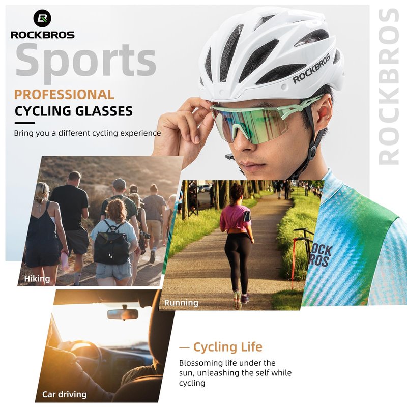 ROCKBROS Cycling Glasses Colour-changing UV Protection Against Wind and Sand Sports Glasses for Men Women Cycling Goggles