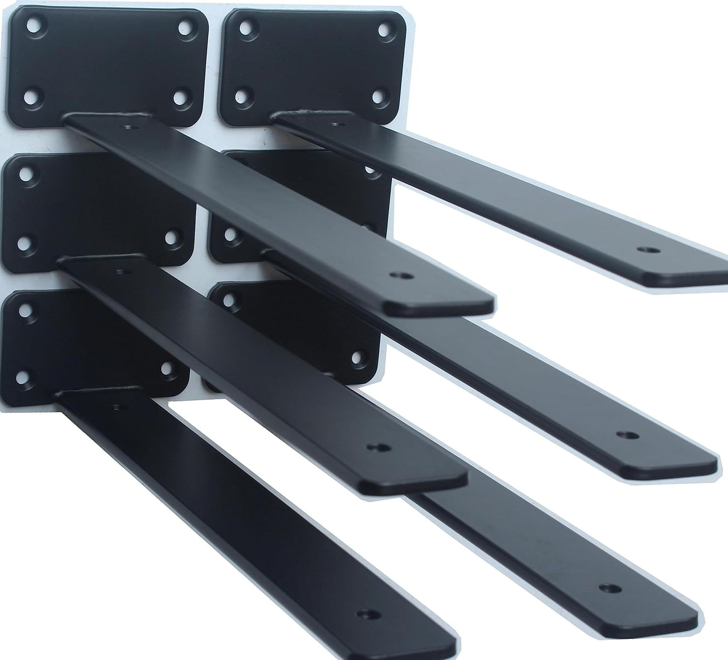 10-Inch Black Iron Floating Shelf Brackets - 12 Pack Rustic Industrial Support