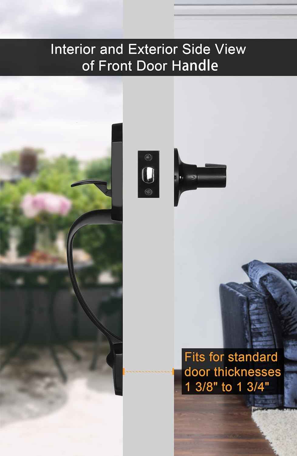 Gold Front Door Handle & Deadbolt Set - Reversible Lever Lock Hardware