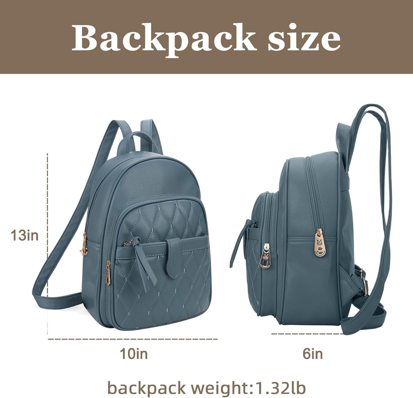 Montana West Anti-Theft Backpack Purse Set - 3Pcs Small Quilted Design for Women