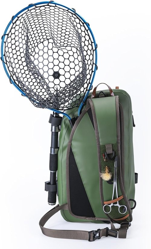 Goture Waterproof Fly Fishing Sling Pack - 13L Tackle Backpack with Rod Holder & Airtight Zipper | Ideal for Kayaking & Hiking