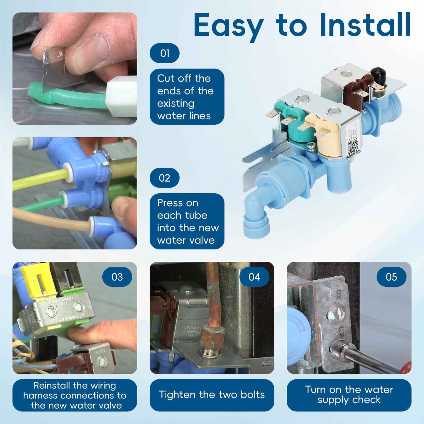 Micnce Upgraded 242252702 240531101 Refrigerator Water Inlet Valve Compatible with Frigidaire Kenmore Crosley Electrolux, Replace 240505101 240505102 240508101 240508102 241734301-1 Year Warranty