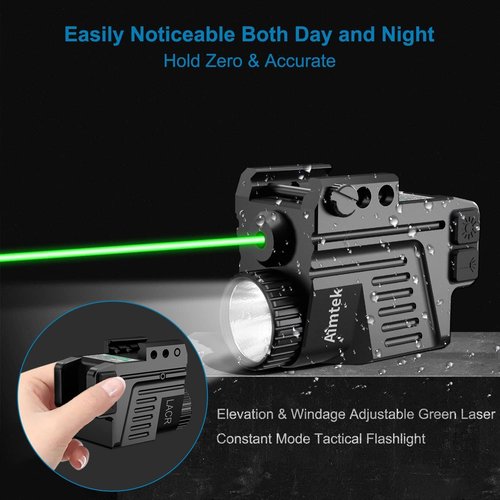 XYH-Win Battery Powered Pistol Green Laser Light Combo,350 Lumens Gun Flashlight Picatinny Weaver Rail Fits Glock Taurus g2c g3c Ruger Springfield H&K S&W,Anodized Aluminum Shell,Laser Class IIIA,5mW