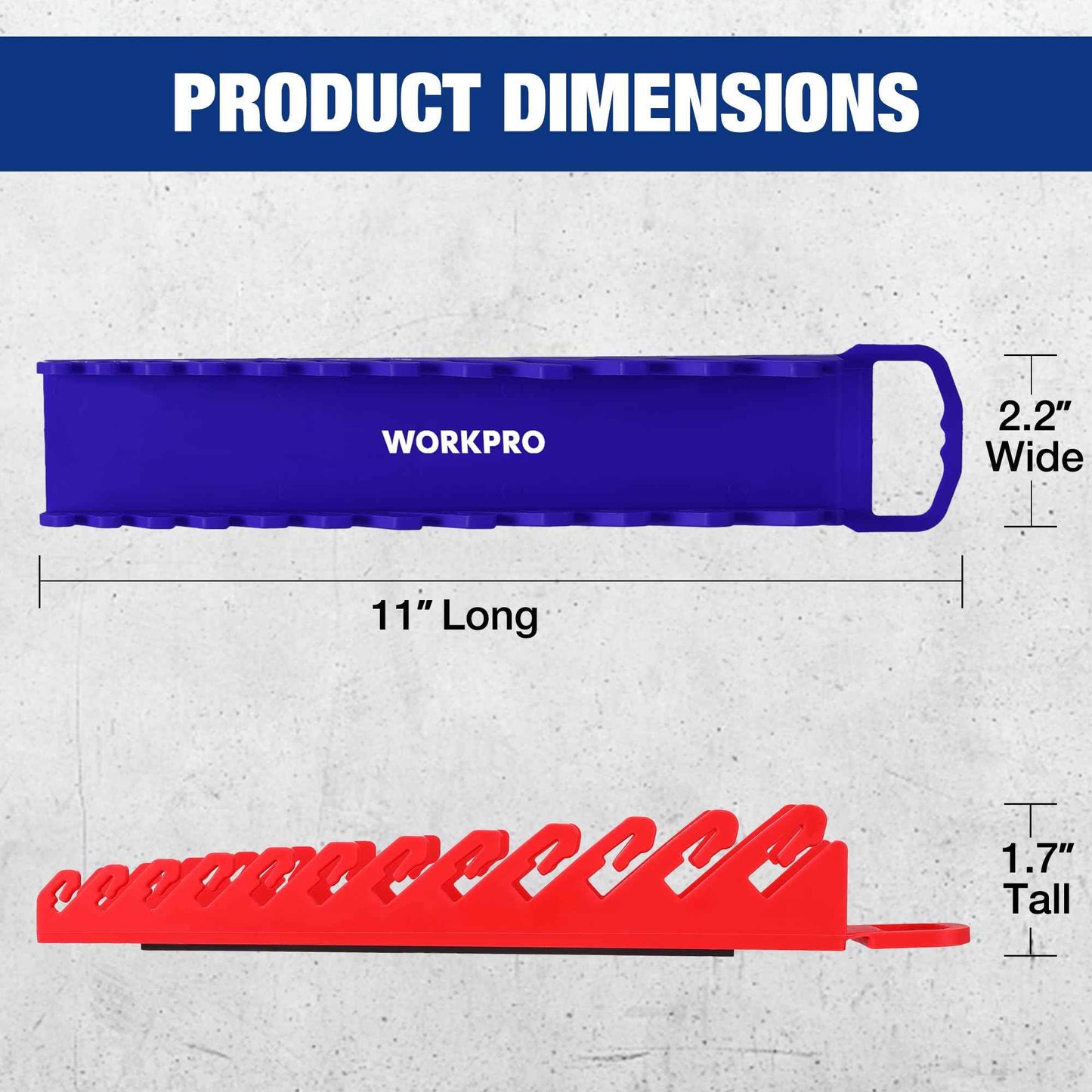 WORKPRO 2-Pack Magnetic Wrench Organizer, 12-Piece Gripper Wrench Holder for Stubby or Line Wrenches, Quality Wrench Rack Fits for SAE (1/4” to 15/16”) and Metric (6mm to 24mm), Flexible Teeth
