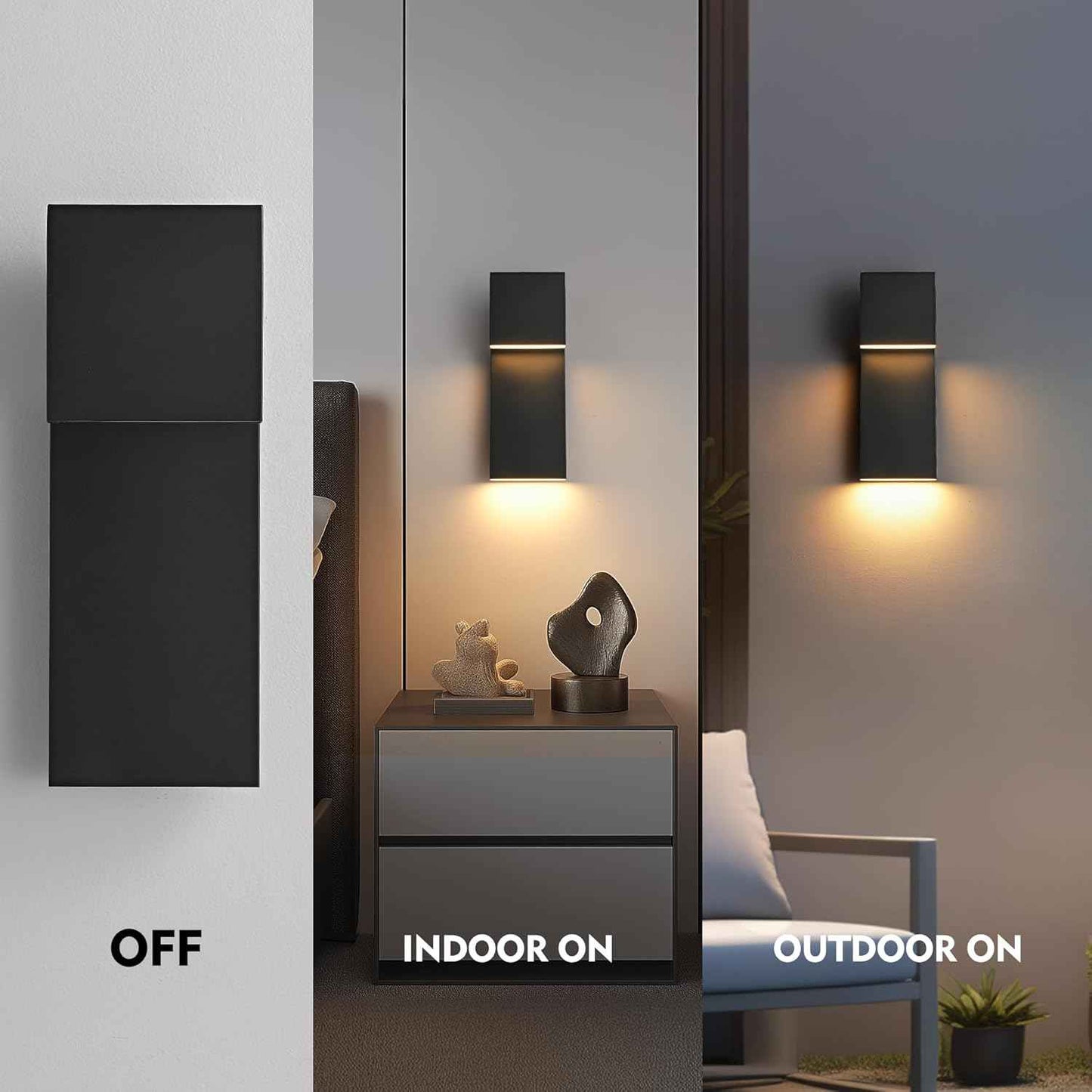 LED Outdoor Wall Sconce 3000K - Waterproof 18W Black Porch Light Fixture for Garage & Balcony
