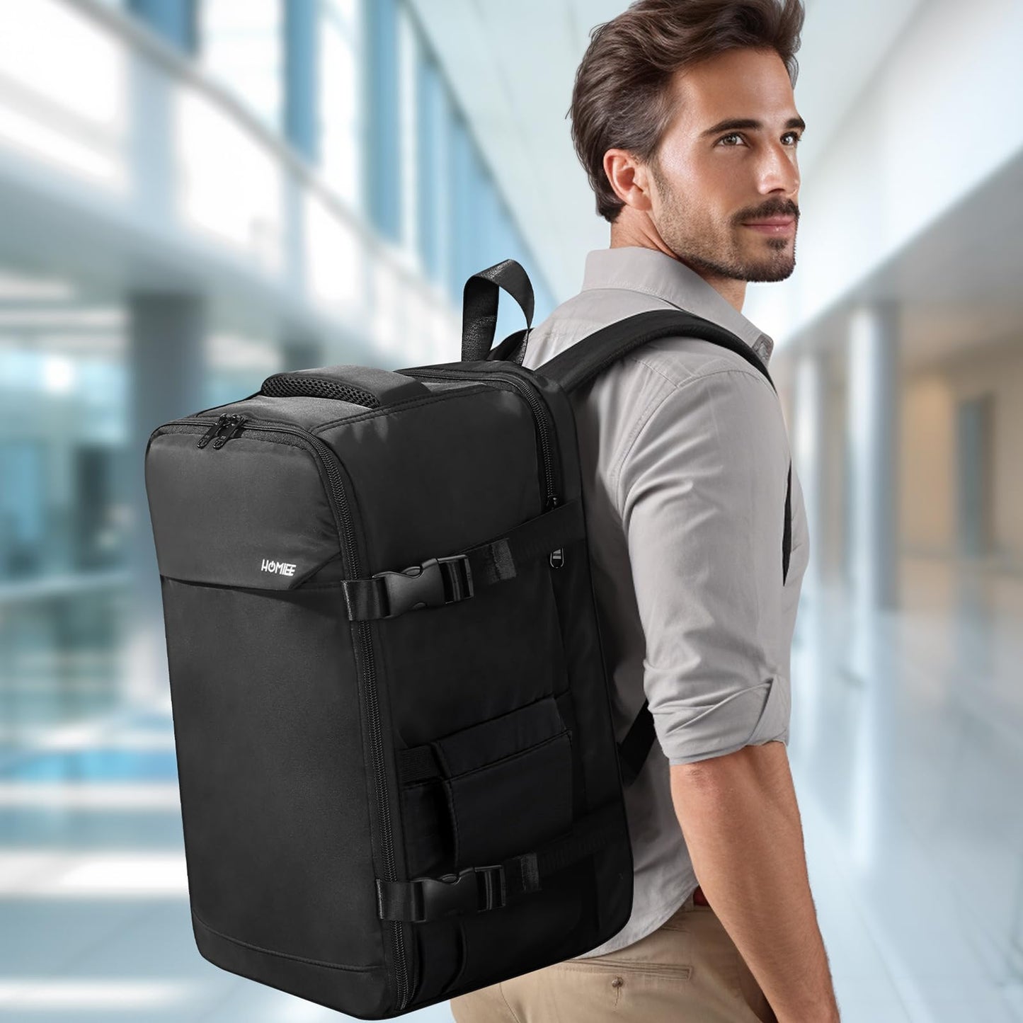 HOMIEE Travel Backpack for Men Women, TSA Approved Carry on Personal Item Bag, Water Resistant College Work Gym Hiking Backpack Casual Daypack