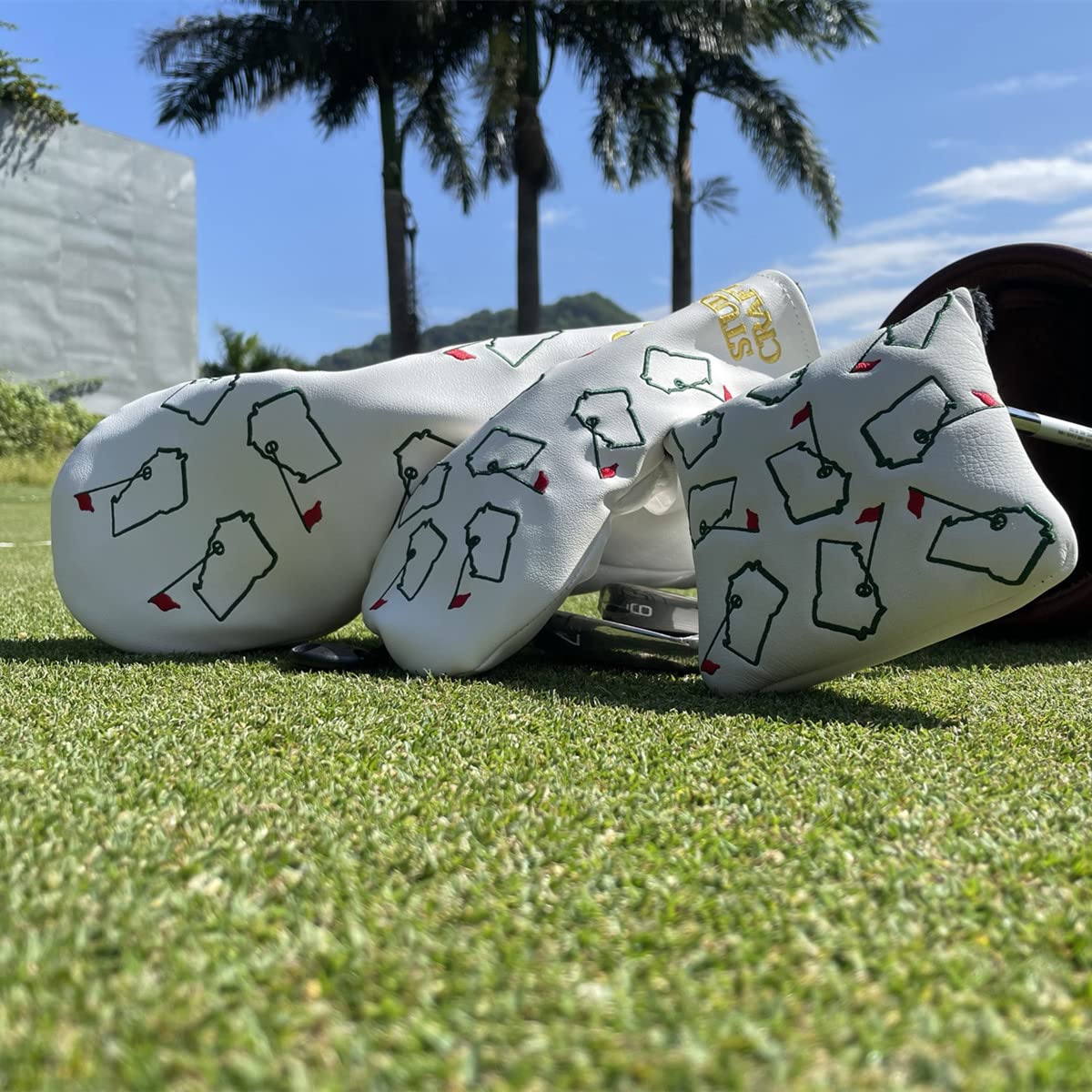 Studio Crafted Augusta Georgia Golf Driver Fairway Woods Hybrid Headcover Whte (Driver Cover)